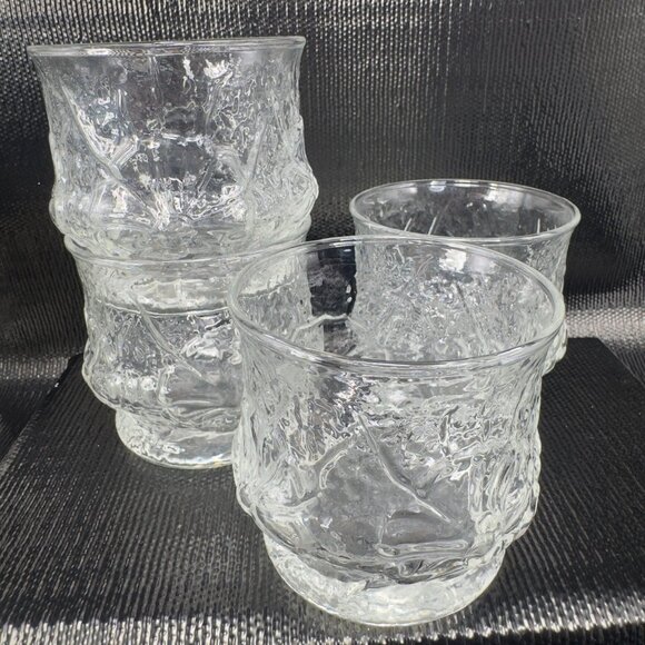 Anchor Hocking Rainflower Old Fashioned Clear Glasses Cups Set 4 BarWare Glasses - Picture 1 of 10